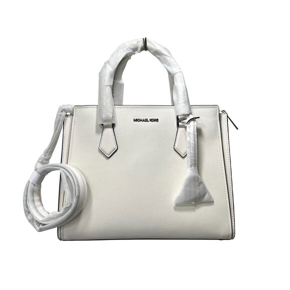 NEW MICHAEL KORS HOPE Handbag Women Large Satchel Purse 35T0SWXS3L OPTIC WHITE - Picture 4 of 16